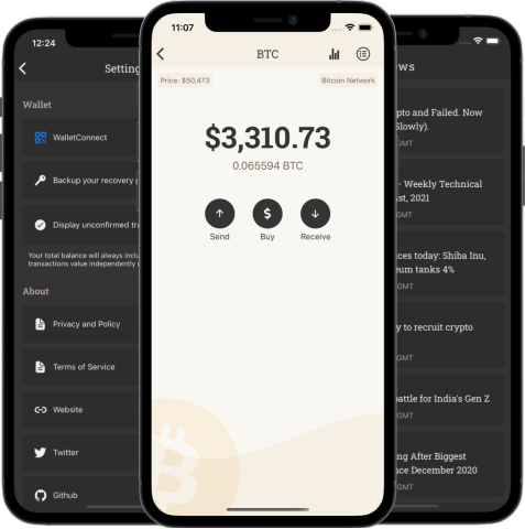 Mobile app features: Buy, Send and Receive Crypto